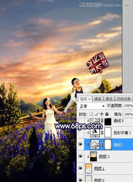 Photoshop给外景婚纱照片添加夕阳黄昏效果,PS教程,素材中国网