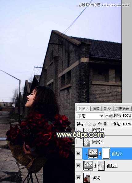 Photoshop给外景人像照片添加黄昏美景效果,PS教程,素材中国网