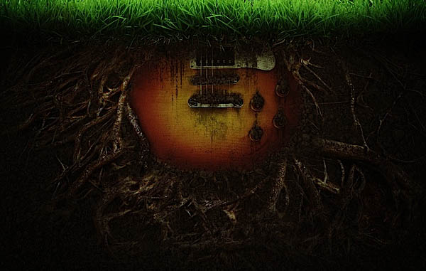 如何利用Photoshop合成被树枝缠绕的创意吉他
