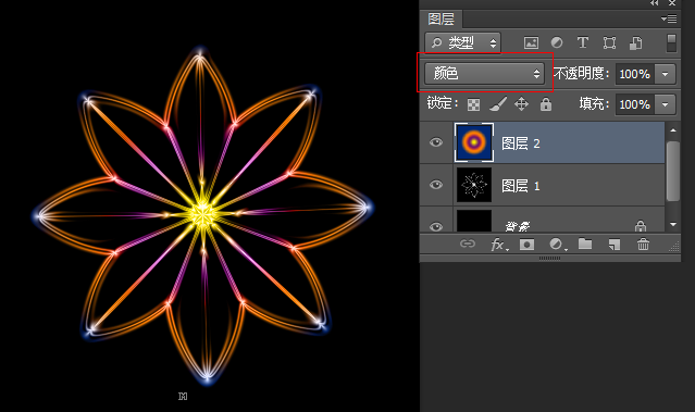 怎么用使用Photgoshop软件制作多彩花朵