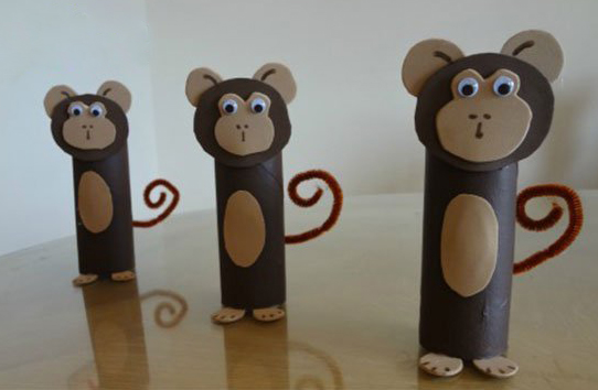 巧用废弃卫生纸筒制作可爱小猴子