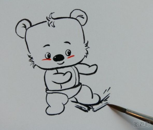 可爱的功夫小熊彩绘画教程 功夫小熊彩绘画图解教程