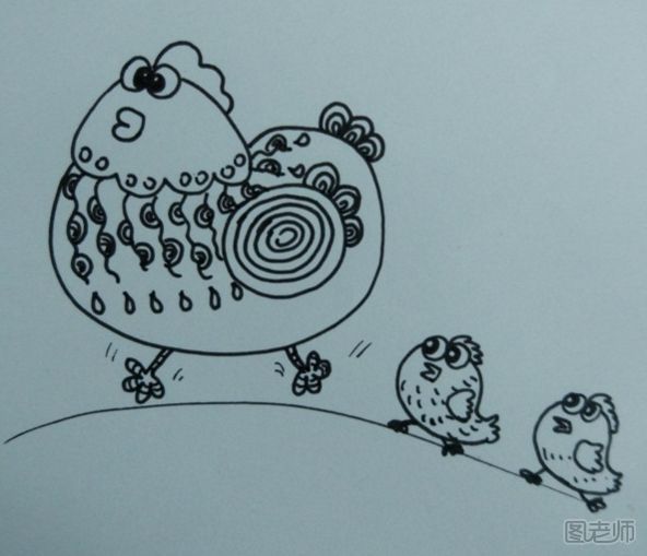 母鸡和小鸡手绘画图解教程 母鸡和小鸡手绘画的画法