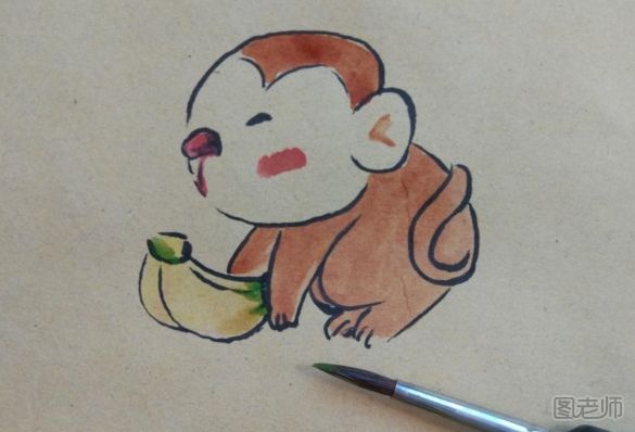 卡通小猴彩绘画图解教程 小猴彩绘画的画法