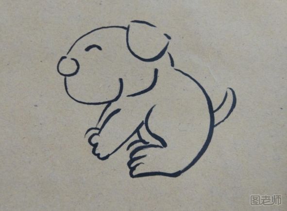 卡通小狗彩绘画图解教程 小狗彩绘画的画法