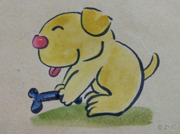 卡通小狗彩绘画图解教程 小狗彩绘画的画法