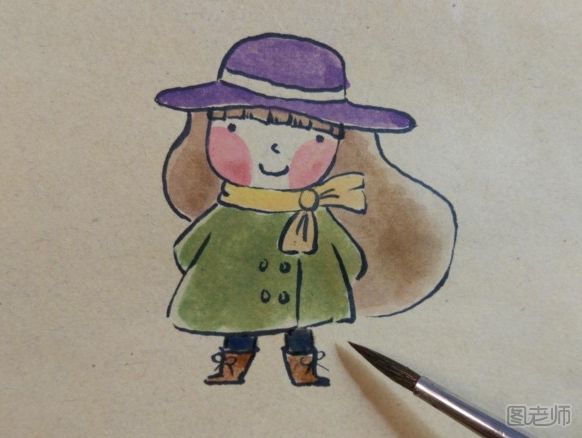 卡通小女孩彩绘画教程 小女孩彩绘画的画法