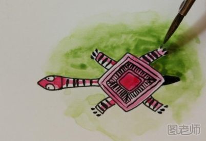 乌龟彩绘画图解教程 乌龟彩绘画的画法