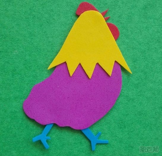 儿童手工之贴画教程 彩纸如何制作贴画大公鸡