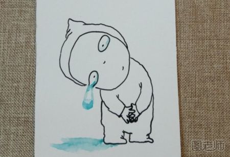 流泪小孩手绘书签的画法