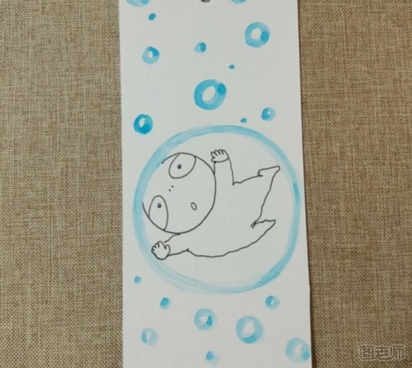 泡泡里的人手绘书签的画法