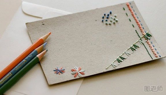 刺绣新年贺卡手工制作 创意明信片设计DIY