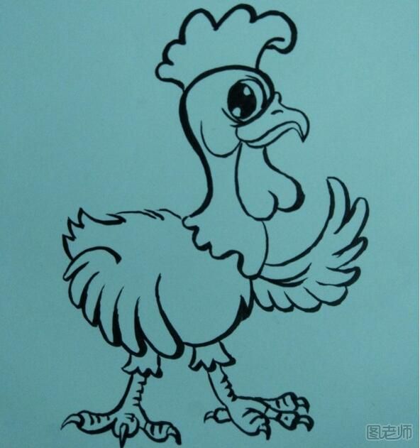 手绘作品自信的小公鸡怎么画