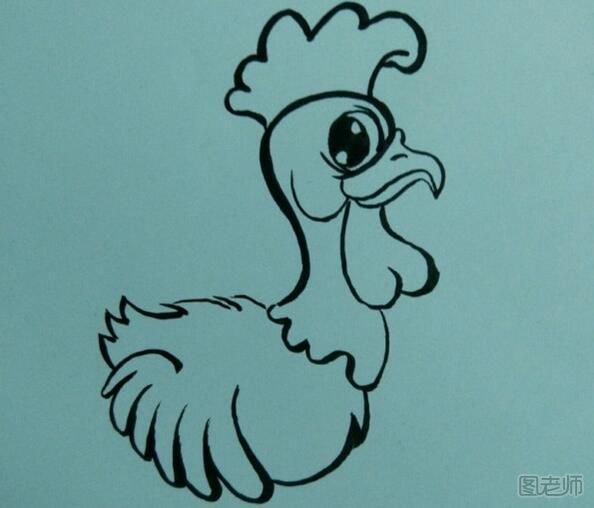 手绘作品自信的小公鸡怎么画