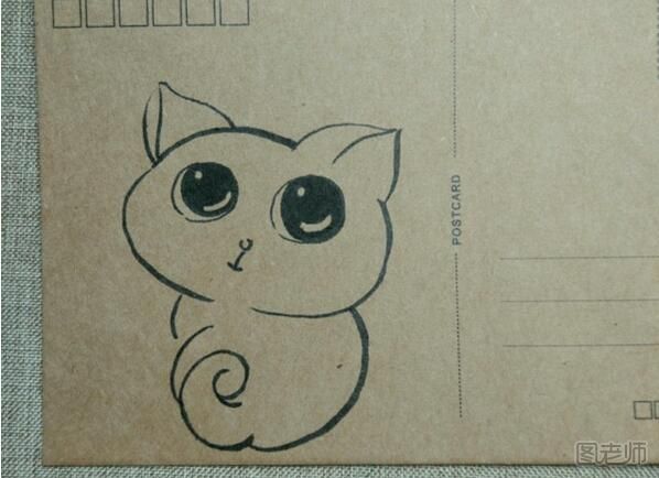 如何手绘明信片呆萌的小猫