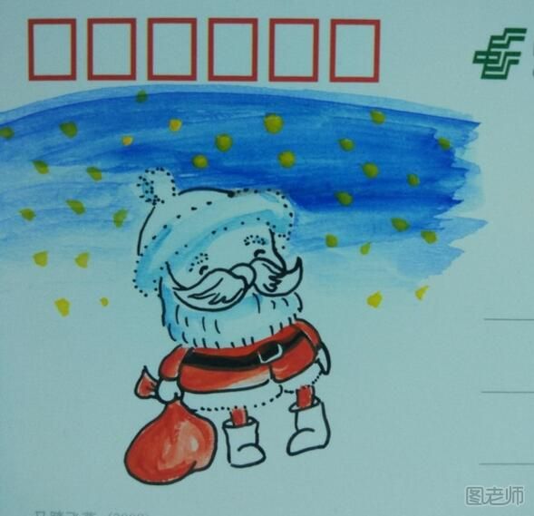如何用空白明信片绘制圣诞老人