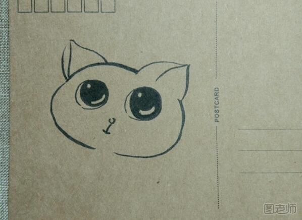如何手绘明信片呆萌的小猫