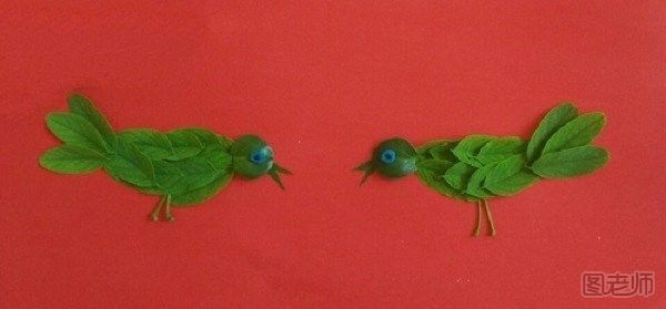 儿童节手工制作 树叶贴画麻雀教程