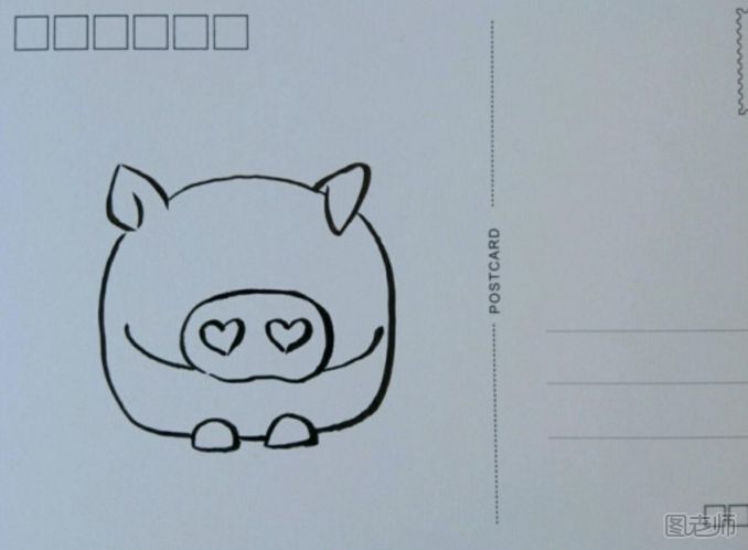 DIY小猪手绘明信片图解教程