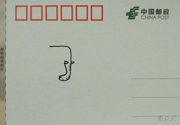 手绘明信片之小象的图解
