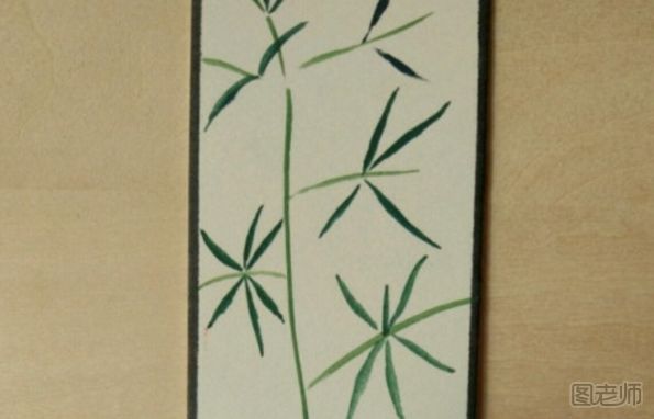 翠绿的槐叶手绘书签的画法