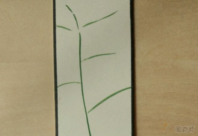 翠绿的槐叶手绘书签的画法