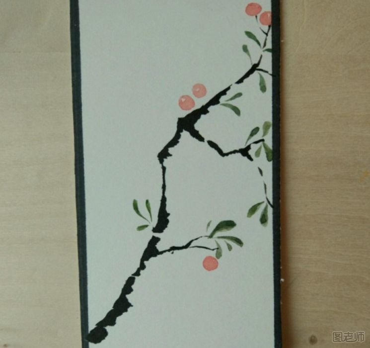 DIY手绘书签：美丽的樱桃树书签