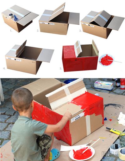 废物利用：DIY纸箱玩具汽车制作方法