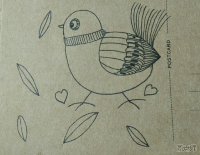 DIY明信片：可爱的小鸟手绘明信片