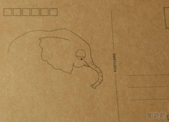 可爱的大象手绘明信片怎么画