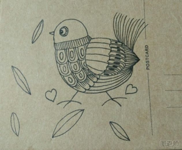 DIY明信片：可爱的小鸟手绘明信片