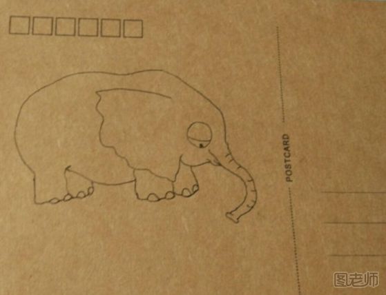 可爱的大象手绘明信片怎么画