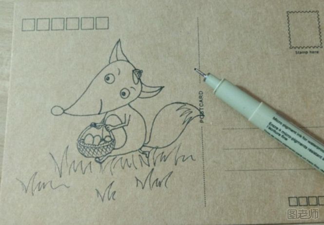 DIY明信片：狡猾的小狐狸手绘明信片