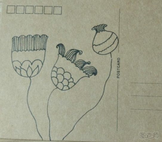 DIY明信片：简单的花卉手绘明信片