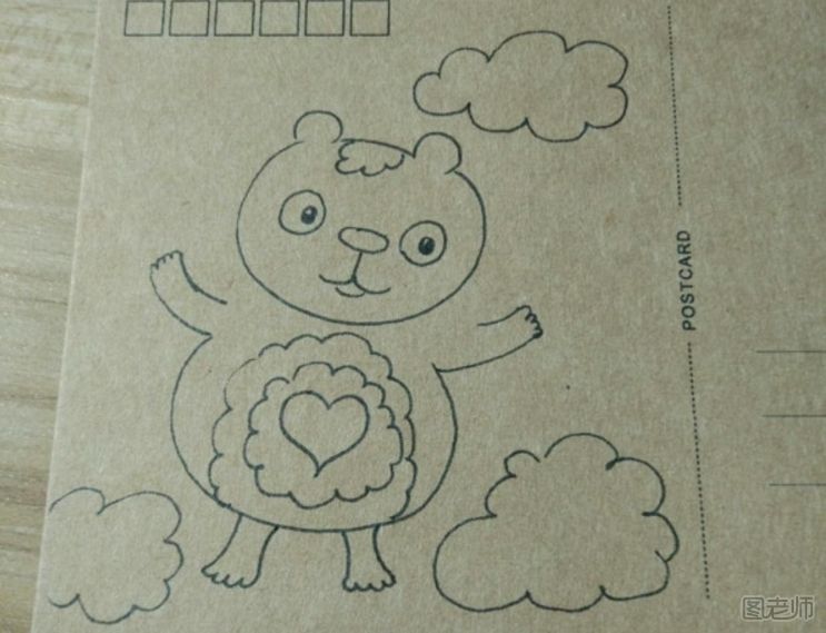 DIY明信片：可爱的小狮子手绘明信片