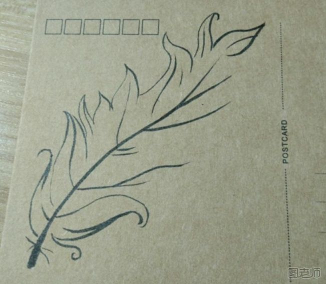 DIY明信片：简单漂亮的羽毛手绘明信片