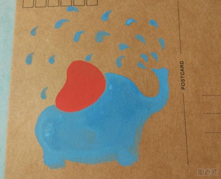 DIY明信片：简单的小象手绘明信片