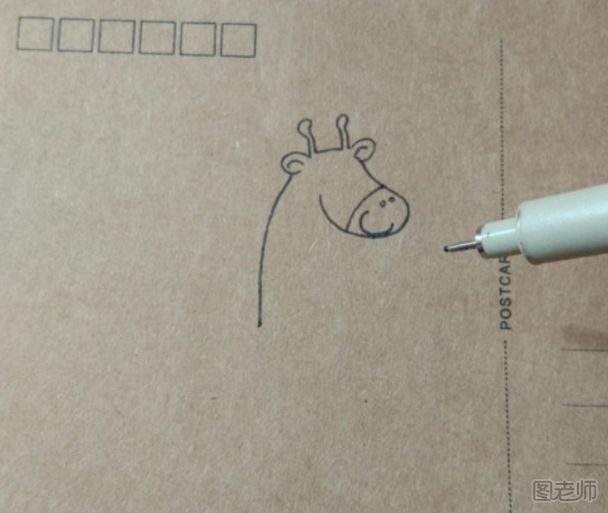 DIY明信片：可爱的长颈鹿手绘明信片