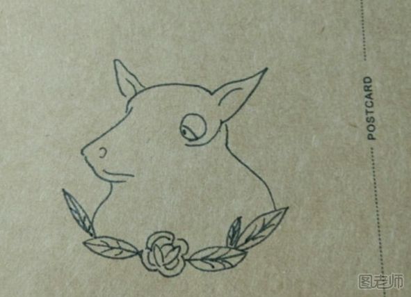 DIY明信片：可爱的小鹿手绘明信片