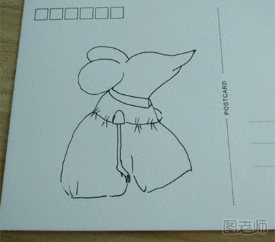 可爱的小老鼠手绘画教程图 手绘明信片教程