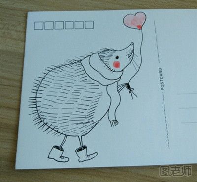 可爱小刺猬手绘画教程图 手绘明信片教程