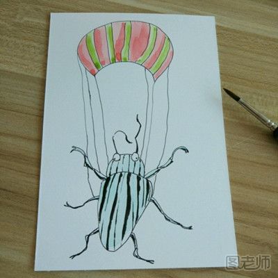 简单昆虫装饰画步骤图 DIY手绘画教程