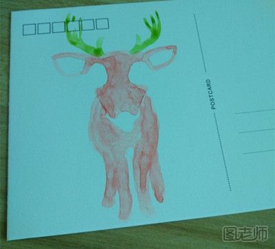小鹿绘画教程图 手绘明信片教程