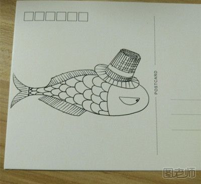 愤怒的小鱼手绘画教程图 手绘明信片教程