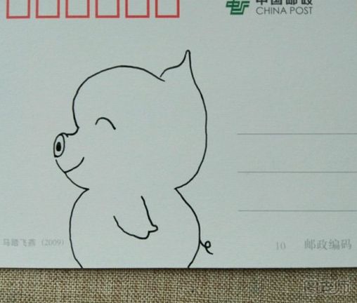 DIY小猪手绘明信片