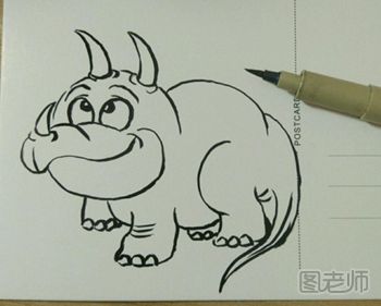 DIY手绘犀牛明信片教程