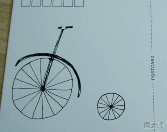 DIY手绘自行车明信片教程