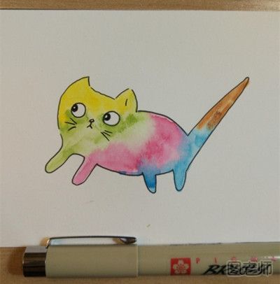 DIY小猫咪彩铅手绘画