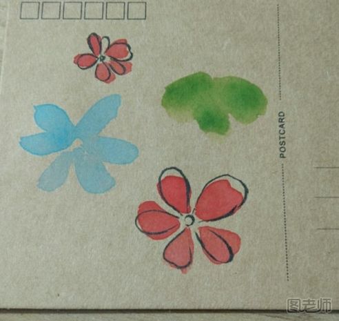 DIY明信片 花朵手绘明信片