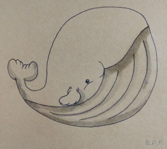 可爱鲸鱼手绘明信片教程